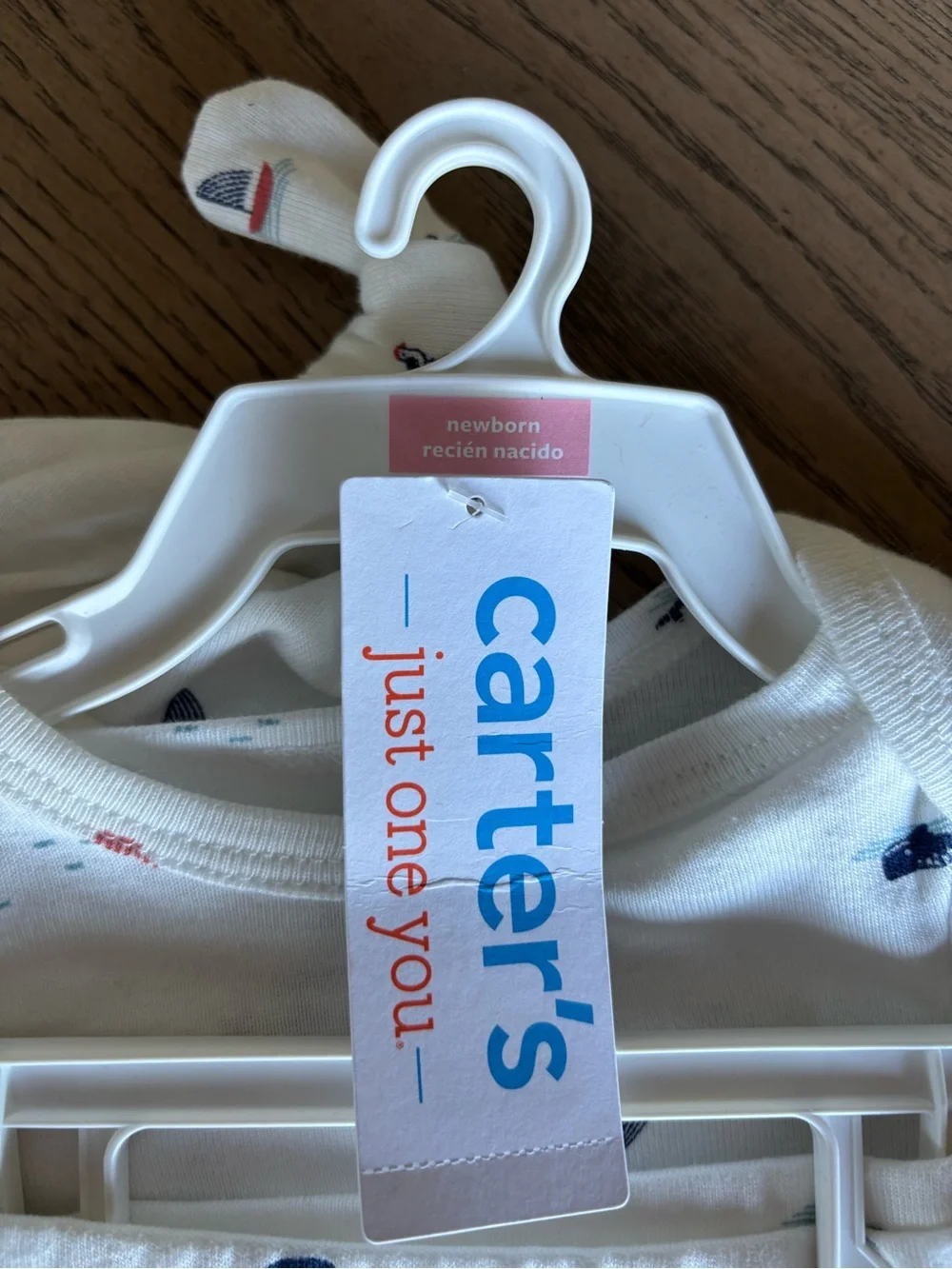 Carter's Cream Baby Pajama Set with Navy & Coral Whale Accents